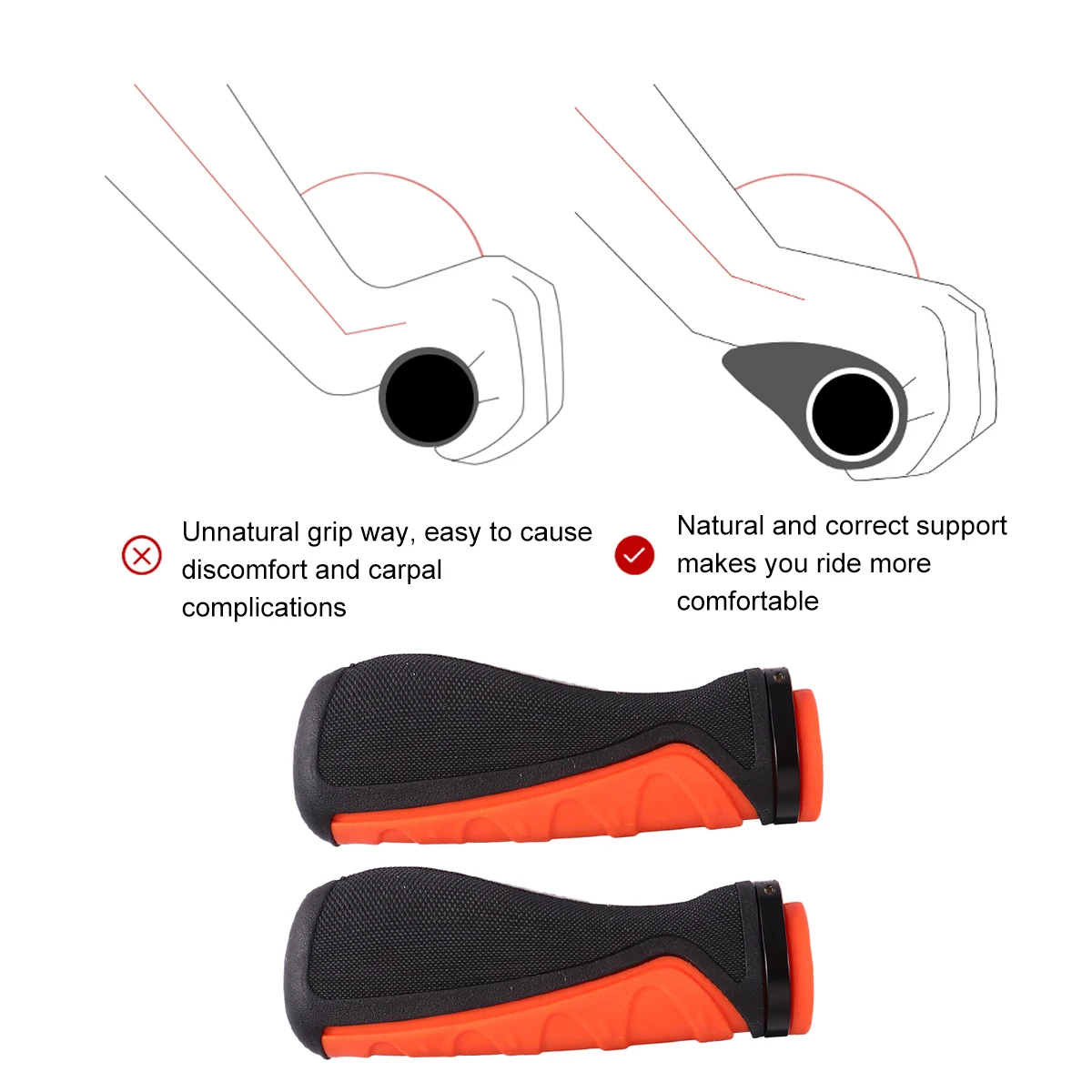 

2pcs Bike Handlebar Grips Comfortable Non-Slip Rubber Cycling Ergonomic Universal Bicycles Hand Grips Anti-Skid Mountain Bike