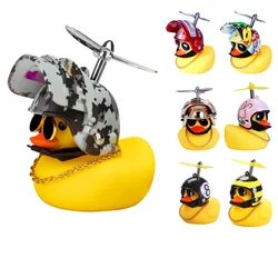 Car Duck Rubber Duck Ornaments Yellow Duck Car Dashboard Decorations with Propeller Helmet