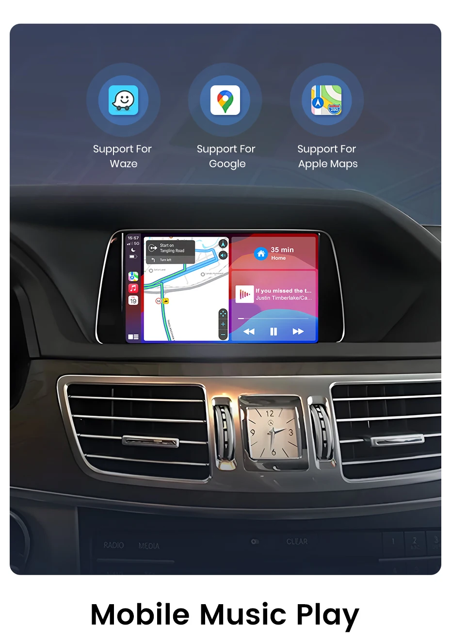 Junsun Wireless CarPlay Android Auto Decoder Für Mercedes Benz A GLC CLA GLA E GLE CLS Klasse W176 W205 NTG4.0/4.5/5.0 Mirrorlink – Detail 6