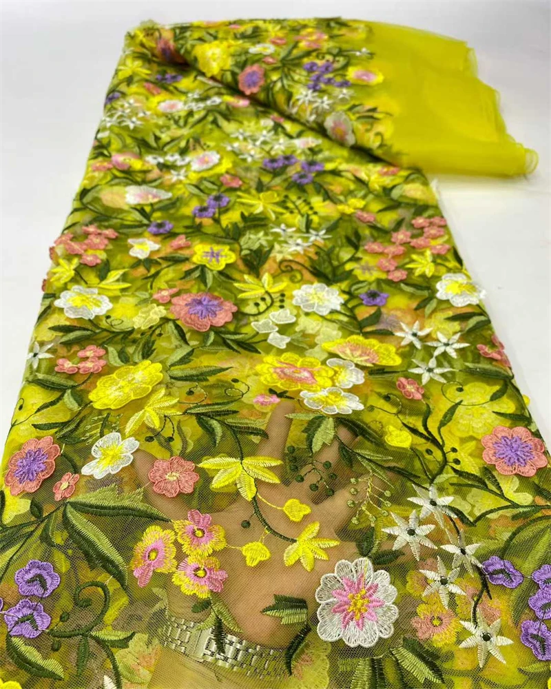 

Delicate Embroidered Soft Mesh Lace Fabric Austria Luxurious for Party Evening Dress Wholesale Latest Quality