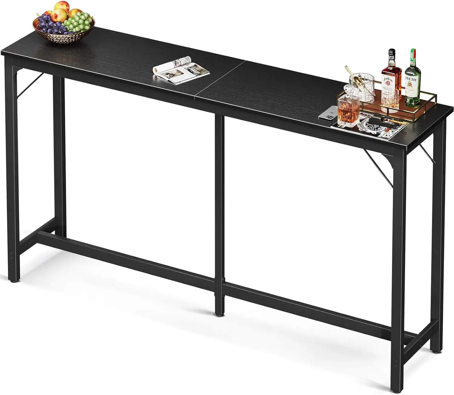71 Inch Bar Table, Bar Height Pub Table, Counter Height Bar Table, Rectangular High Top Kitchen & Dining Counter Tables with Sturdy Legs & Easy-to-Clean Top, Black
