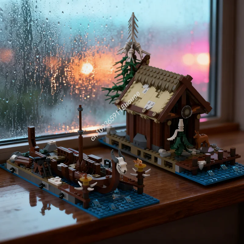 

815pcs MOC Viking Shipyard Barn Vikingsed Model Building Blocks Architecture Christmas Gift Idea Education Toys Brick Birthday