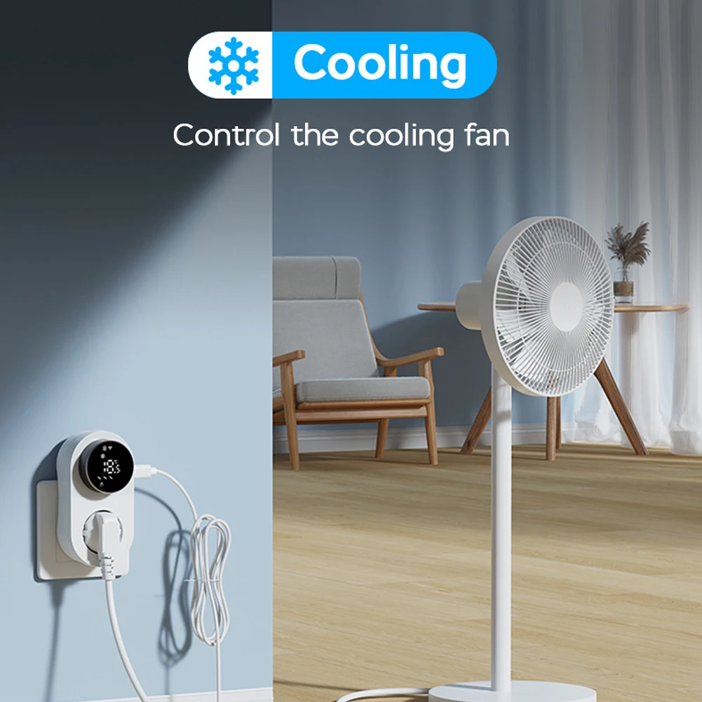 Smart WiFi Thermostat Plug Socket Digital Temperature Controller with APP & Voice Control for Heating Cooling Aquarium Plants