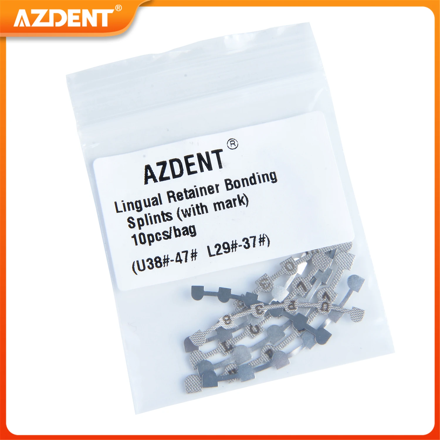 10pcs/Pack Dental Orthodontic Lingual Retainer AZDENT Bonding Splits with Laser Mark U38 # -47 #   górny L29 # -37 #   Niższy