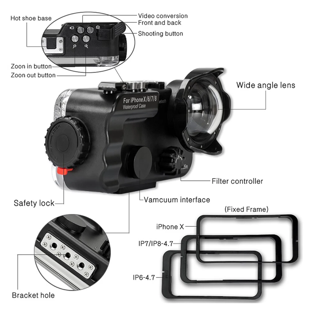 Чехол Seafrogs для подводной съемки с широкоугольным объективом с фильтром для IPhone X 6 7 8 Plus XS Max XR профессиональные аксессуары для дайвинга