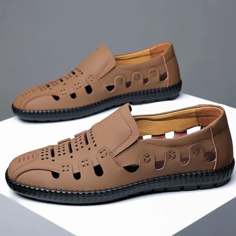 

Мужская обувь на платформе с закрытым носком и отверстиями, резиновые, новый дизайн, открытый тренд 2025, дешевые дизайнерские нескользящие мужские сандалии с откидной спинкой