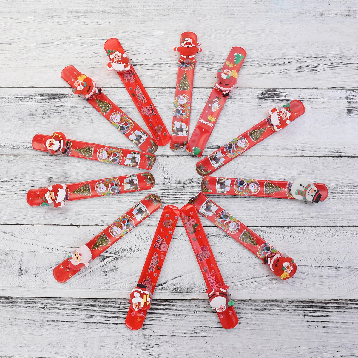 

12 Pcs Glow Bracelet Flashing LED Christmas Decor Luminous Circle Wristband Slap