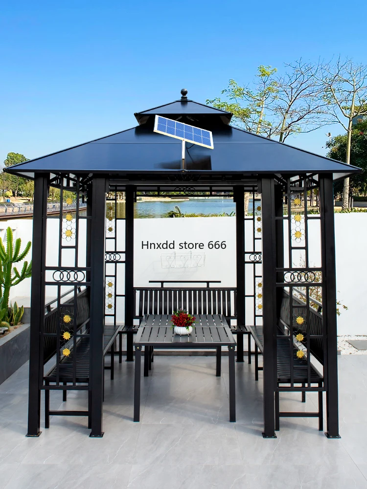 Outdoor gazebo villa courtyard garden anticorrosive wood aluminum alloy awning