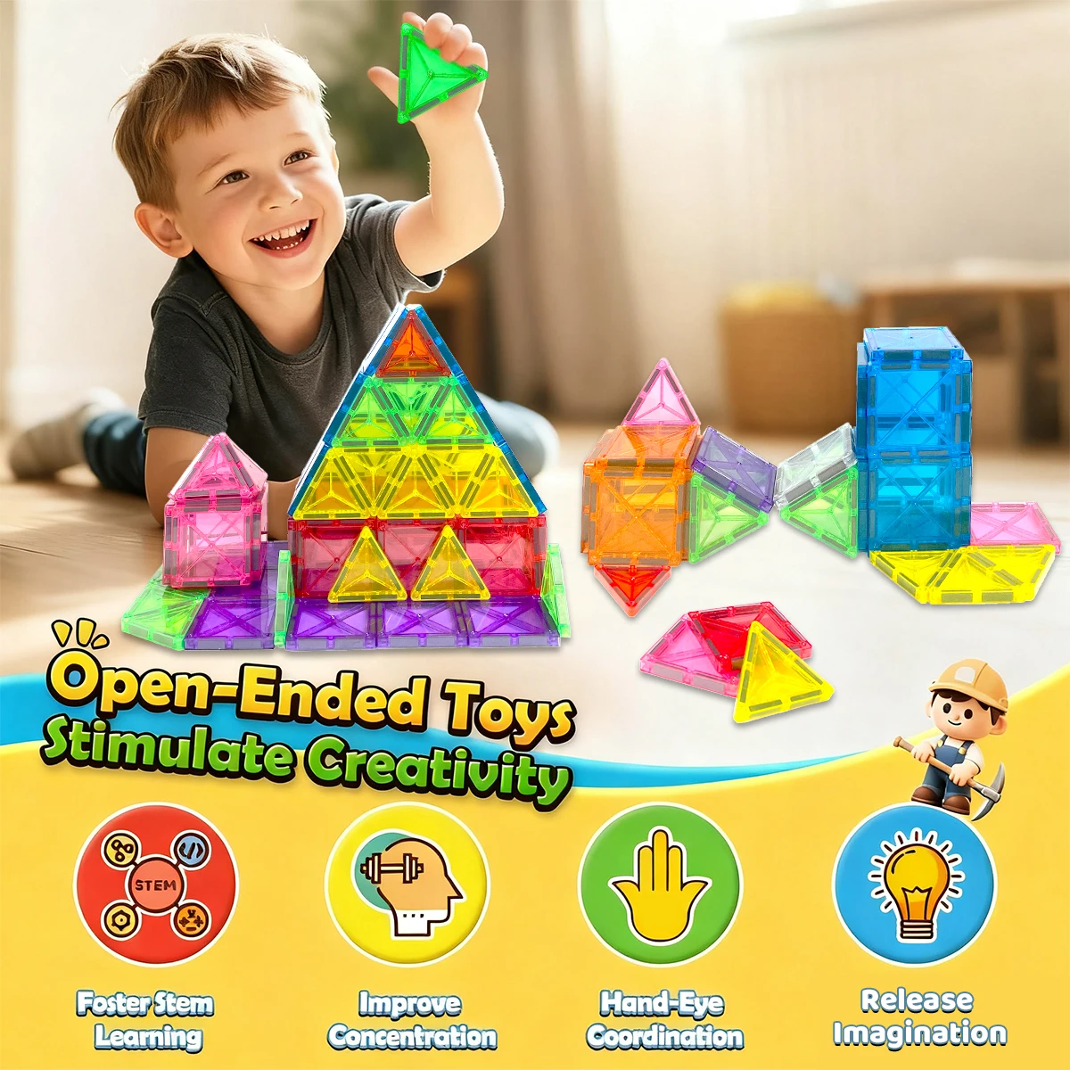 اللبنات المغناطيسية ثلاثية الأبعاد مجموعة البناء اللعب لتقوم بها بنفسك ألعاب تعليمية مونتيسوري الحسية ل 3+ كبار السن الأطفال هدية عيد ميلاد