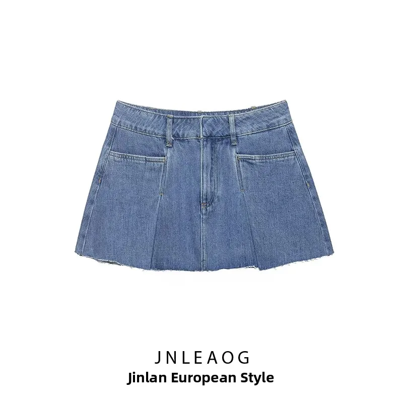 Fashionable Denim Skirt Spring New Arrival Women's Clothing Versatile Stylish Short Skirt Ladies mid Waist Polyester