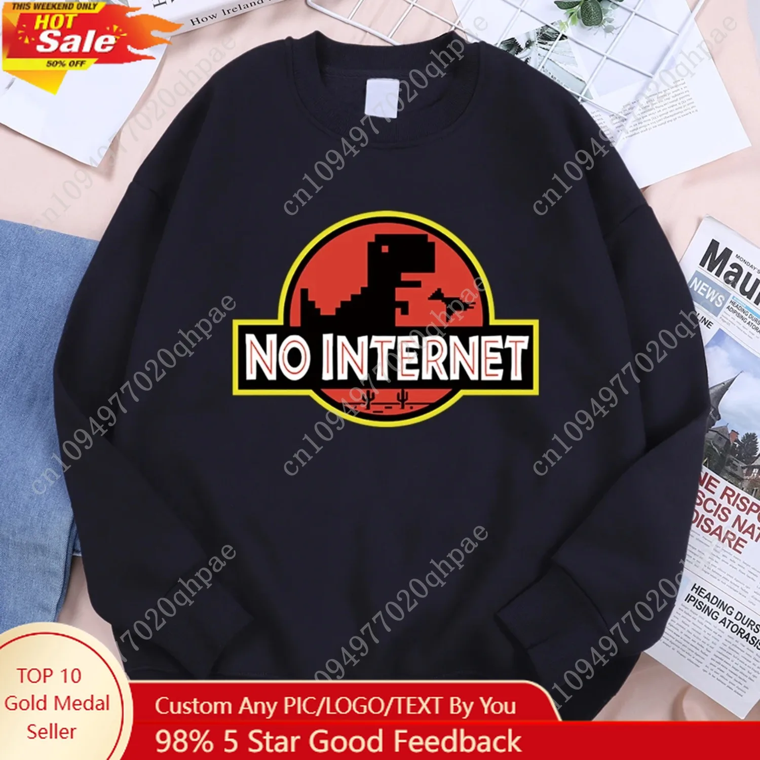 

No Internet Fun Little Dinosaur Hoody Men Autumn Fleece Sportswear Comfortable Personality Hoody Loose Pullover Fleece Clothing