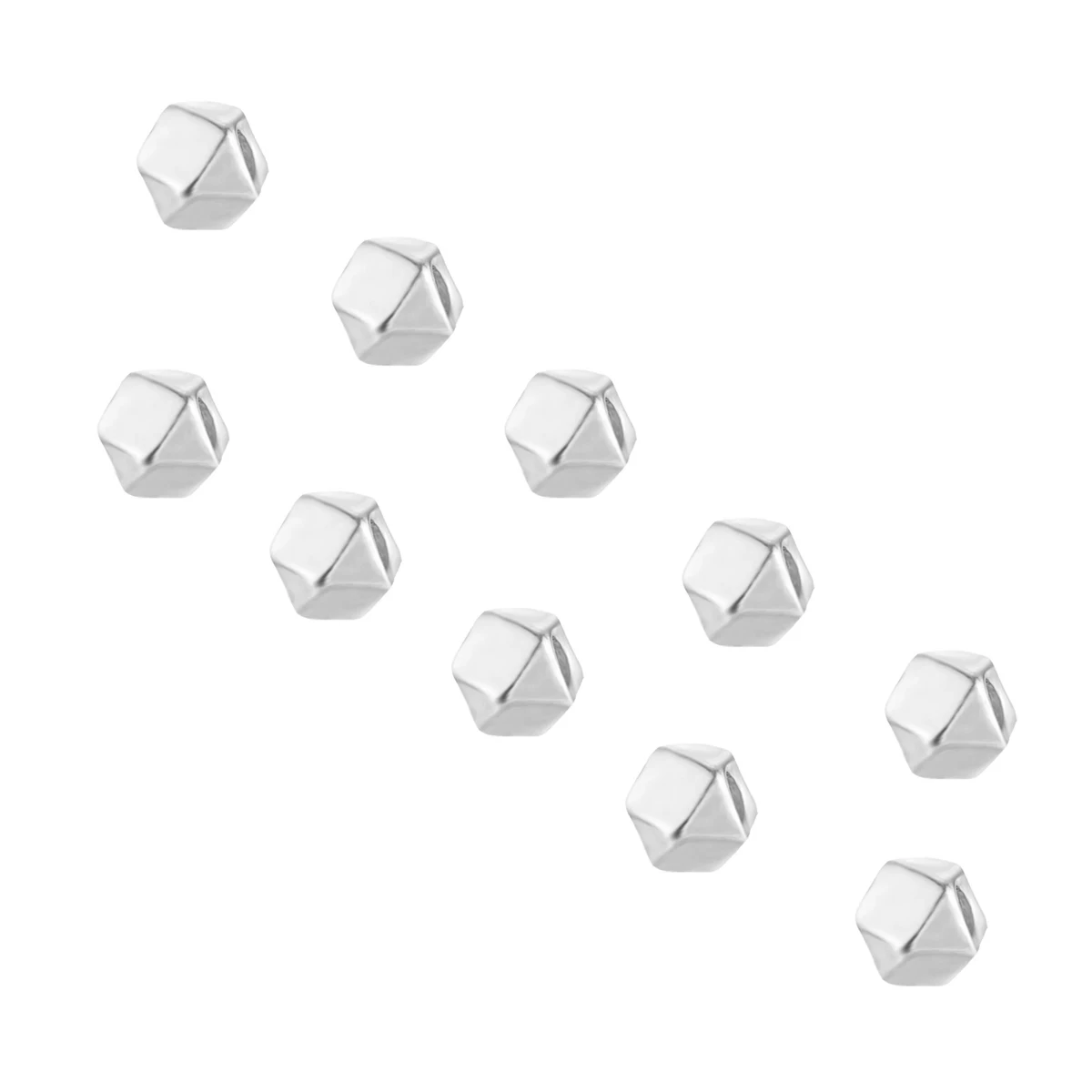 

5 Pcs/Lot 925 Sterling Silver Geometric Rhombus Shape Spacer Beads For DIY Bracelet Necklace charm jewelry making Supplies ﻿