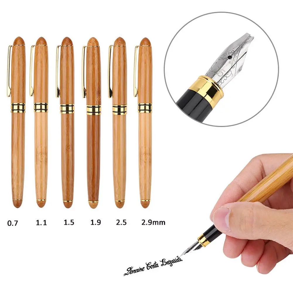 Bamboo Calligraphy Art Fountain Pen Broad Stub Chisel-pointed Nib 0.7mm-2.9mm Writing Tool