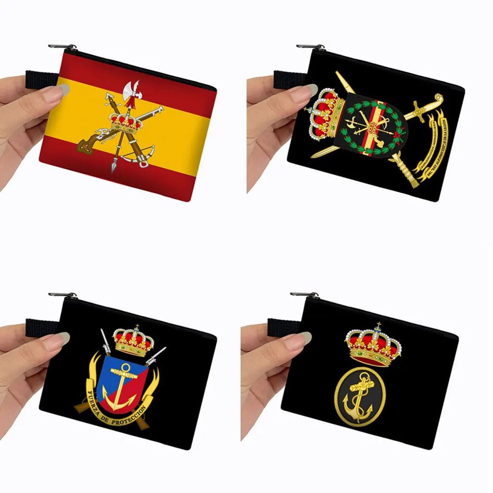 Monedero con bandera de España de la Legión Española, billetera de Armada azul marino, bolsa de dinero para tarjetas de crédito, soporte para llaves