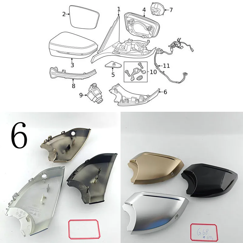 51169451955 51169451956 Side Mirror Bottom Cover For BMW G60 G61 G73 5 7 Series Rearview Mirror Lower Housing With Camera Hole