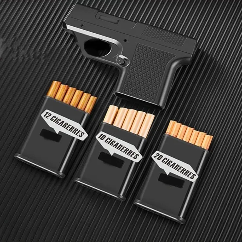 

Pistol style lighter with 3 cigarette packs, jet turbine torch lighter, gas windproof cigar lighter, men's cool small tool 2026