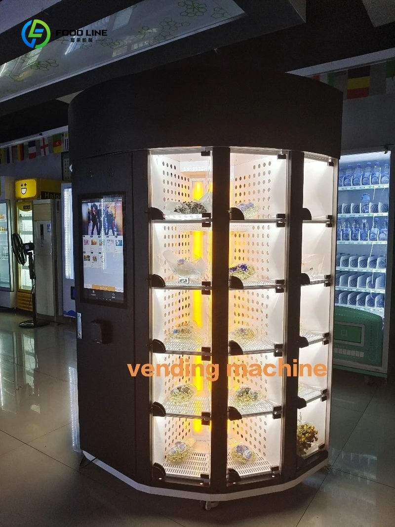 ماكينة بيع الزهور الخارجية الأوتوماتيكية بالكامل بشاشة تعمل باللمس مقاس 22 بوصة مع نظام تبريد للحفاظ على نضج #6