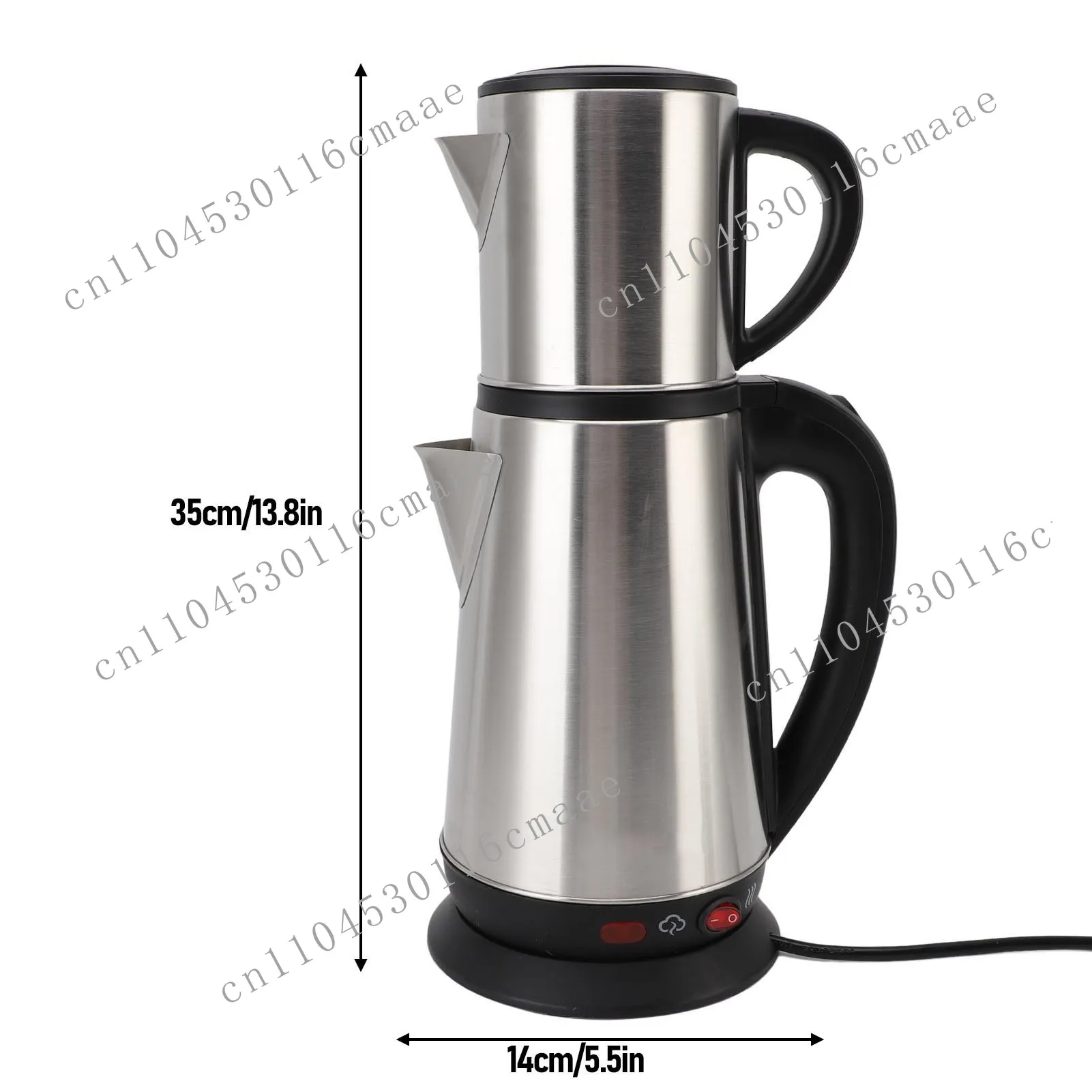 

New Electric Kettle Set 1L and 2L Stainless Steel Black Tea and Herbal Tea Machine Double Kettle Teapot Home Set