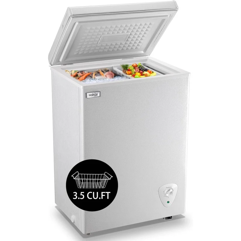 Chest Freezer Small Deep Freezer 3.5 Cu.Ft Freezers Top By Freezer Adjustable Thermostat Removable Basket Garage Base