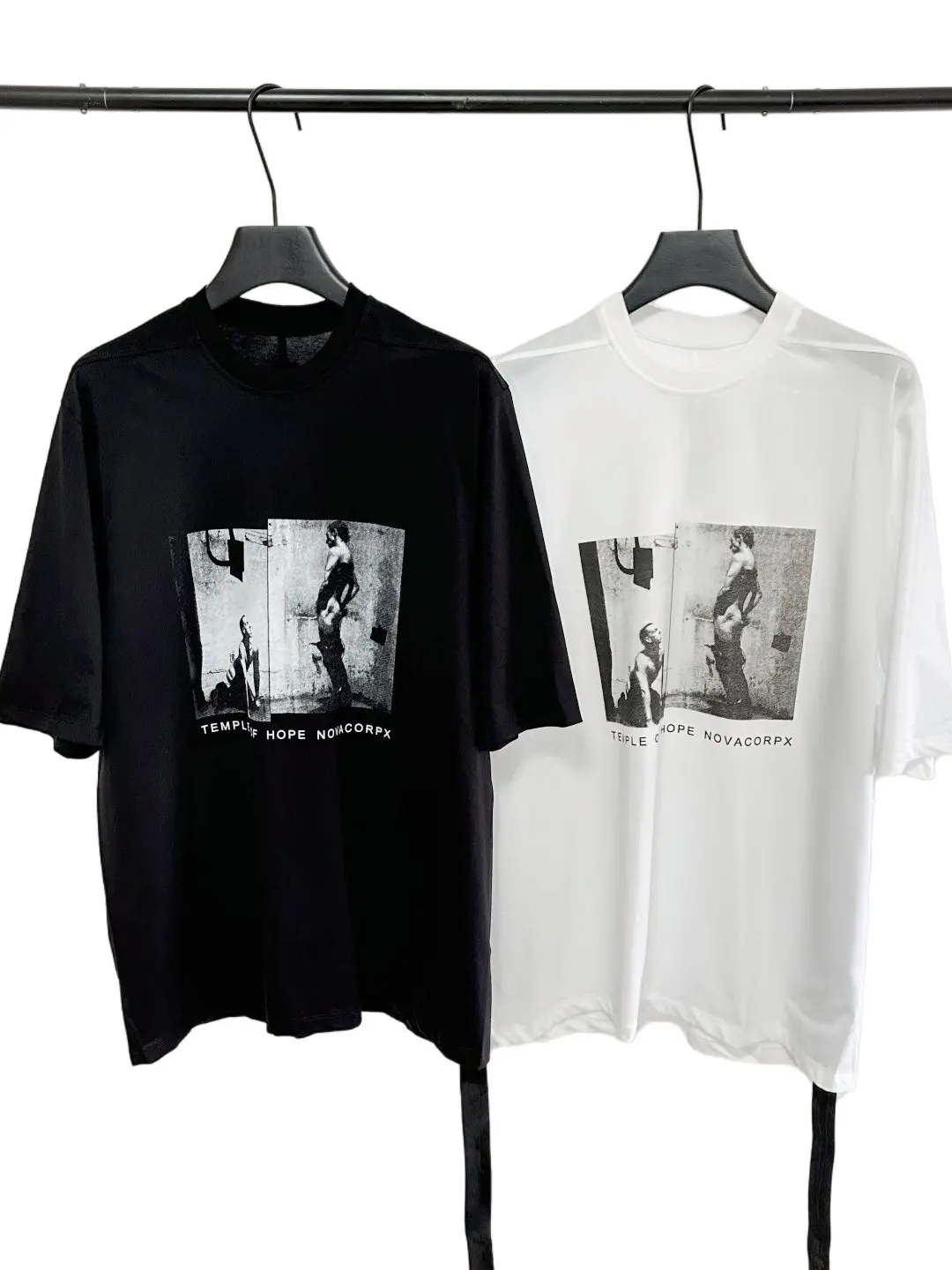 High Street Tees Cotton Tshirt Men's RO Large Dark Print Loose Five Quarter Sleeve Mid Length 180g
