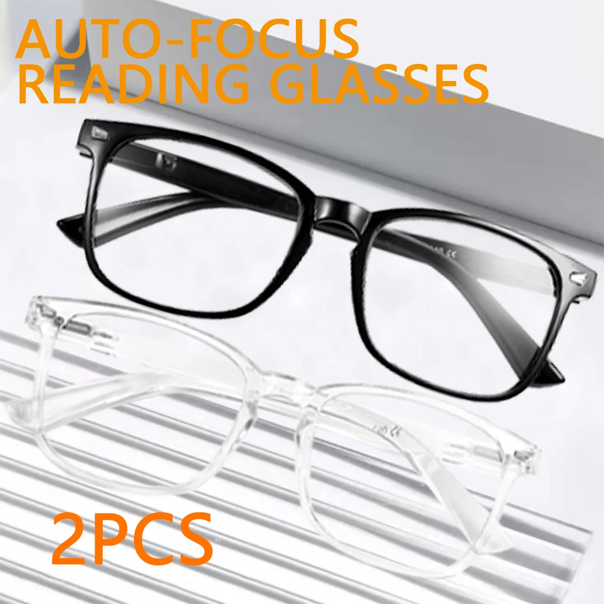 

2PCS Auto-Focus Blue Light Blocking Glasses – Unisex Oversized Reading Glasses with Spring Hinges