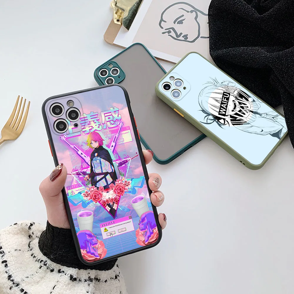 Cases For iPhone 16 15 14 7 8 Plus 13 12 11 Pro Max XS X XR SE LEWD Vaporwave Girl Anime Frosted Translucent Fundas Phone Case