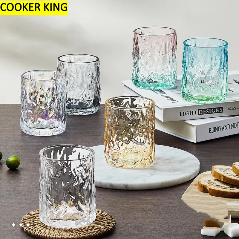 

COOKER KING 280ml Drinking Glasses 2 Pcs Glass Cups Vintage Glassware Juice Glasses Ideal for Cocktail Beer Water Coffee