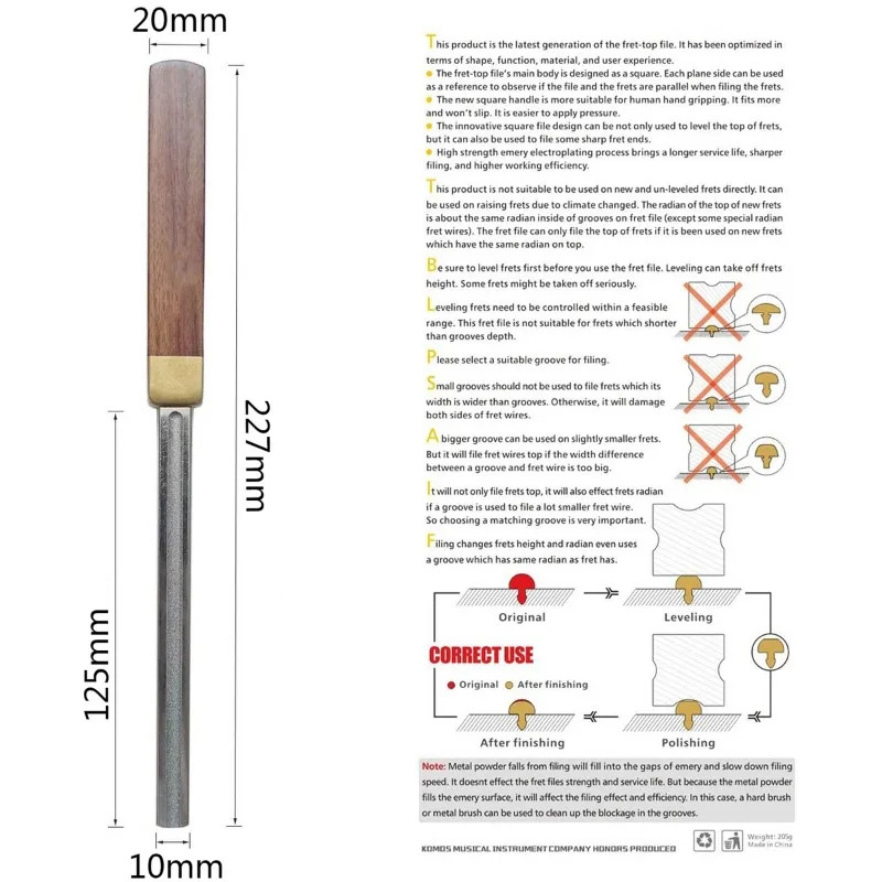 Guitar Fret Crowning Luthier File Guitar Fret Trimming Repairing Tool With 2 Pcs Neck Protection Instruments Wooden Accessories