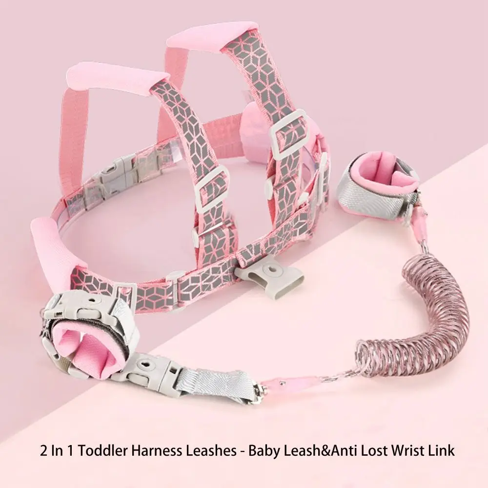 

Steel Wire Toddler Harness Leashes Breathable 2 in 1 Adjustable Anti-lost Wrist Link Band Soft Comfortable Children Harness