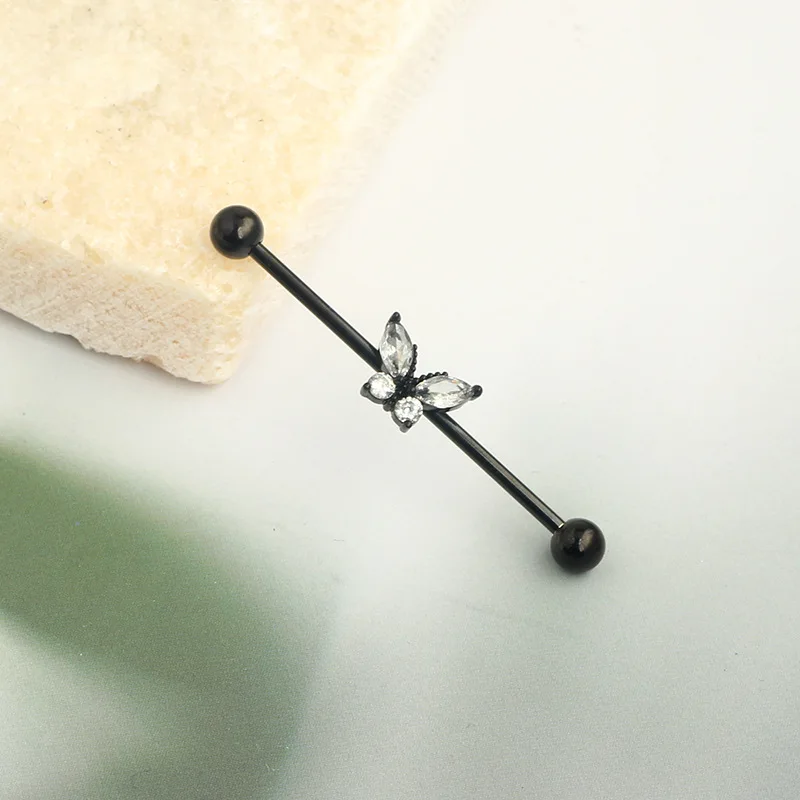 الزركون الصناعية ثقب القرط ، 14 جرام فراشة ، الحديد الصناعي ، الغضروف القرط ، هيئة ثقب المجوهرات ، 38 مللي متر ، جديد ، 1 قطعة #4