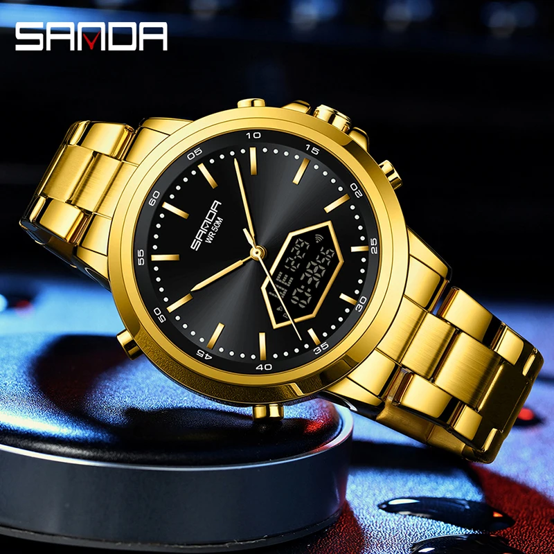 

SANDA 3301 Military Men Sport Army Watches Analog Digital Quartz Waterproof 50M Men's Shock WristWatch For Man Relogio Masculino