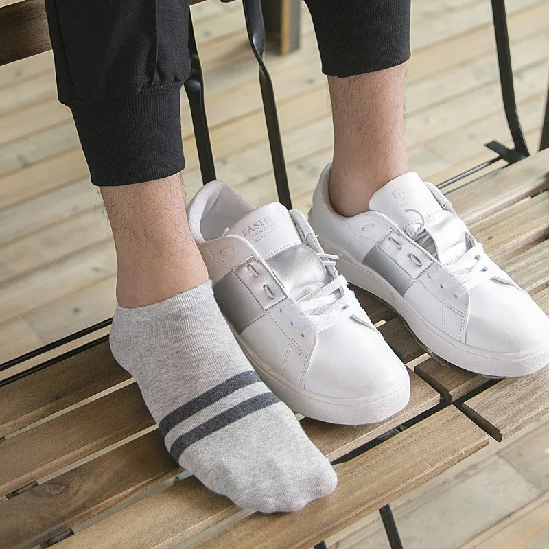 5/10 Pairs High Quality Men Thin Polyester Boat Socks Sweat Absorbing Breathable Casual Anti-Slip Solid Color Short Ankle Socks