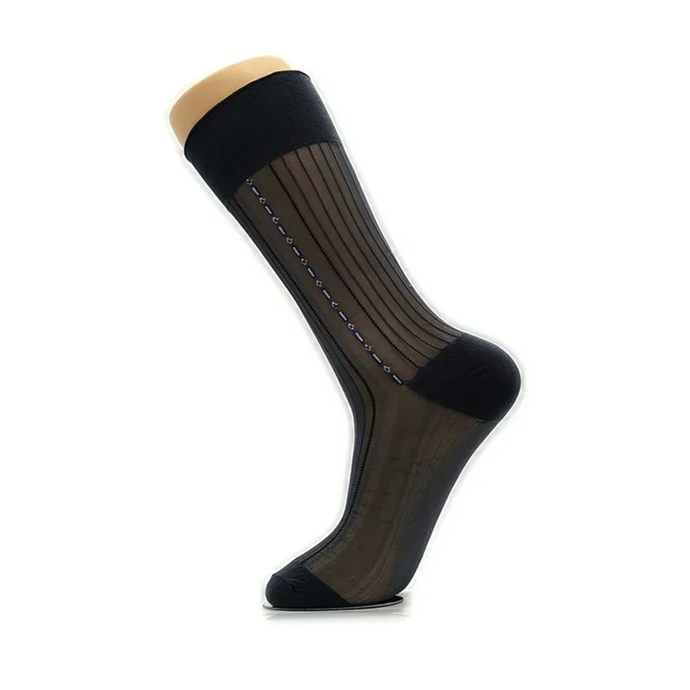 Calcetines transpirables de nailon y LICRA para hombre, medias informales de negocios, ropa de trabajo Formal, transparente, Sexy, novedad, 1 par, 38-45