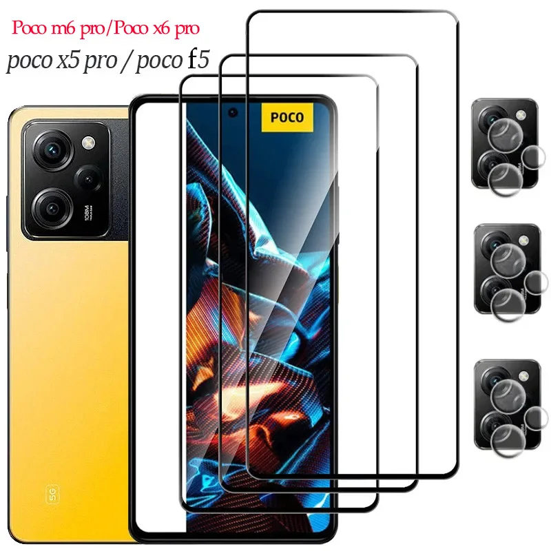 6.67'' poco m6 pro glass protector poco x6 pro screen protector for poco x5 pro pelicula poko x5 f5 glass for xiaomi poco f5 pro