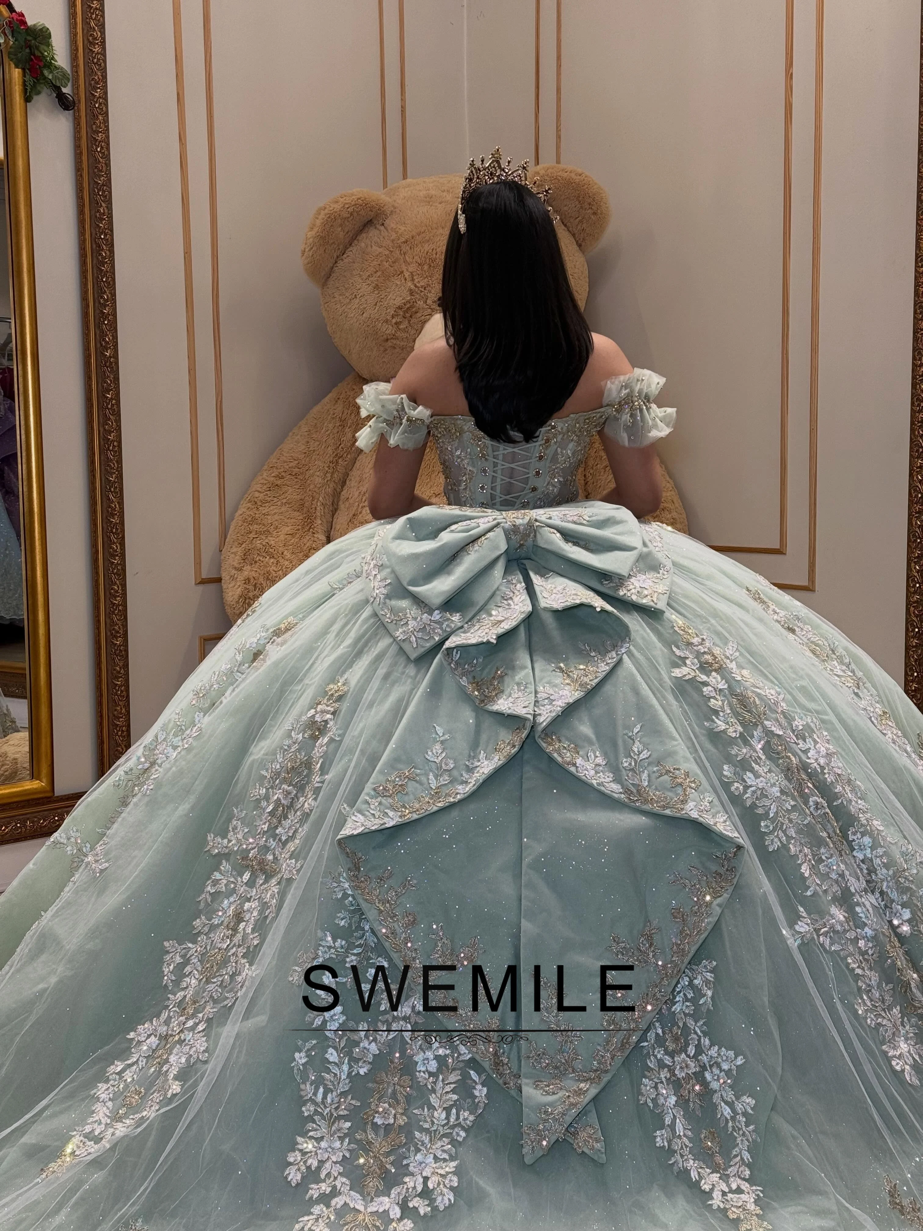 sweet 16 formal dresses Women's Beaded Tulle Ball Gown Prom Dress – Quinceanera & Gown Quinceanera Dress image-zoom-hoop