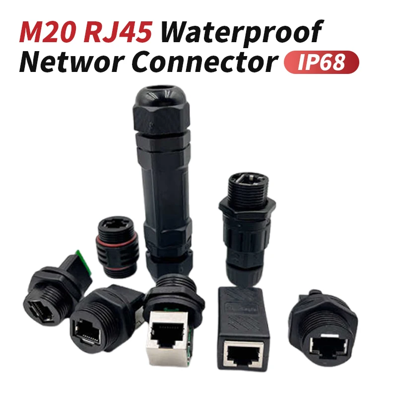 M20 RJ45 Waterproof Networ Connector IP68 Panel Splitter Ethernet Cable Extender Ethernet Fiber Male and Female Plug Socket