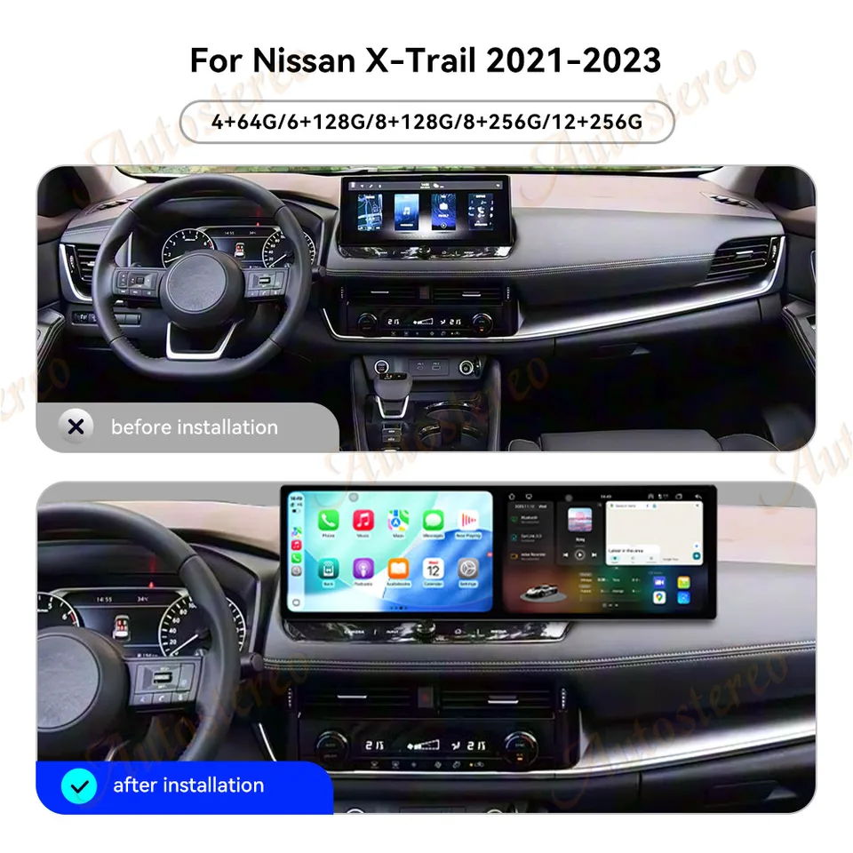 Dual 10.1 inch Screen Car GPS Android 15 Navigation For Nissan X