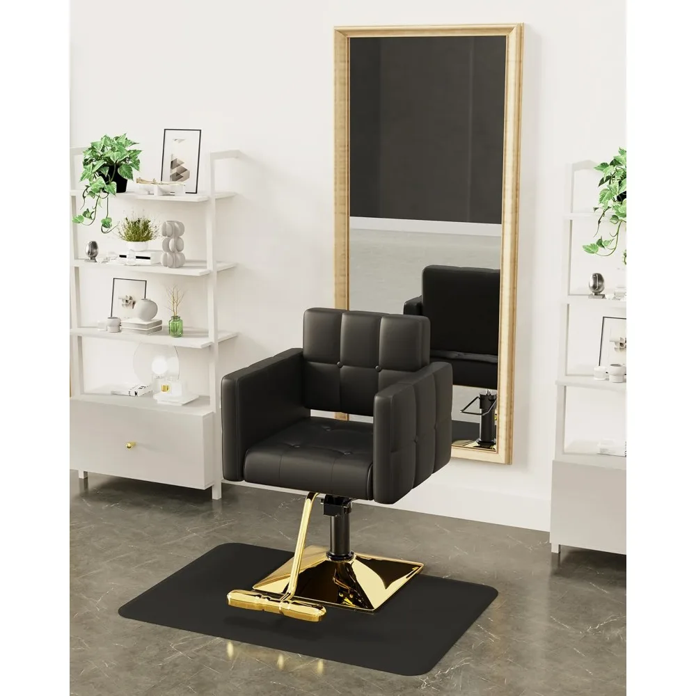 Sillón de salón de alta gama, dorado y negro, piel sintética, 360 °   Giratorio, capacidad de peso de 330 libras, cojín de espuma viscoelástica, reposabrazos