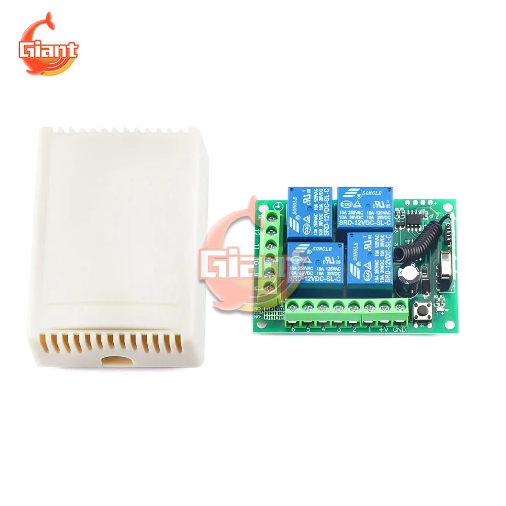433MHz 315MHz Universal Wireless Remote Control DC 12V 4CH Relay Receiver Module RF Switch For Gate Garage