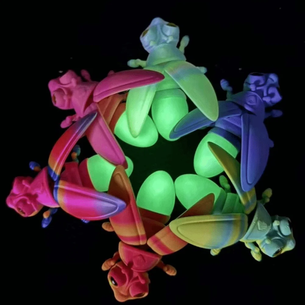 Creative 3D Printed Luminous Firefly Figurines Glowing Tail Handmade 3D Printed Firefly Model Artificial Grown in Dark