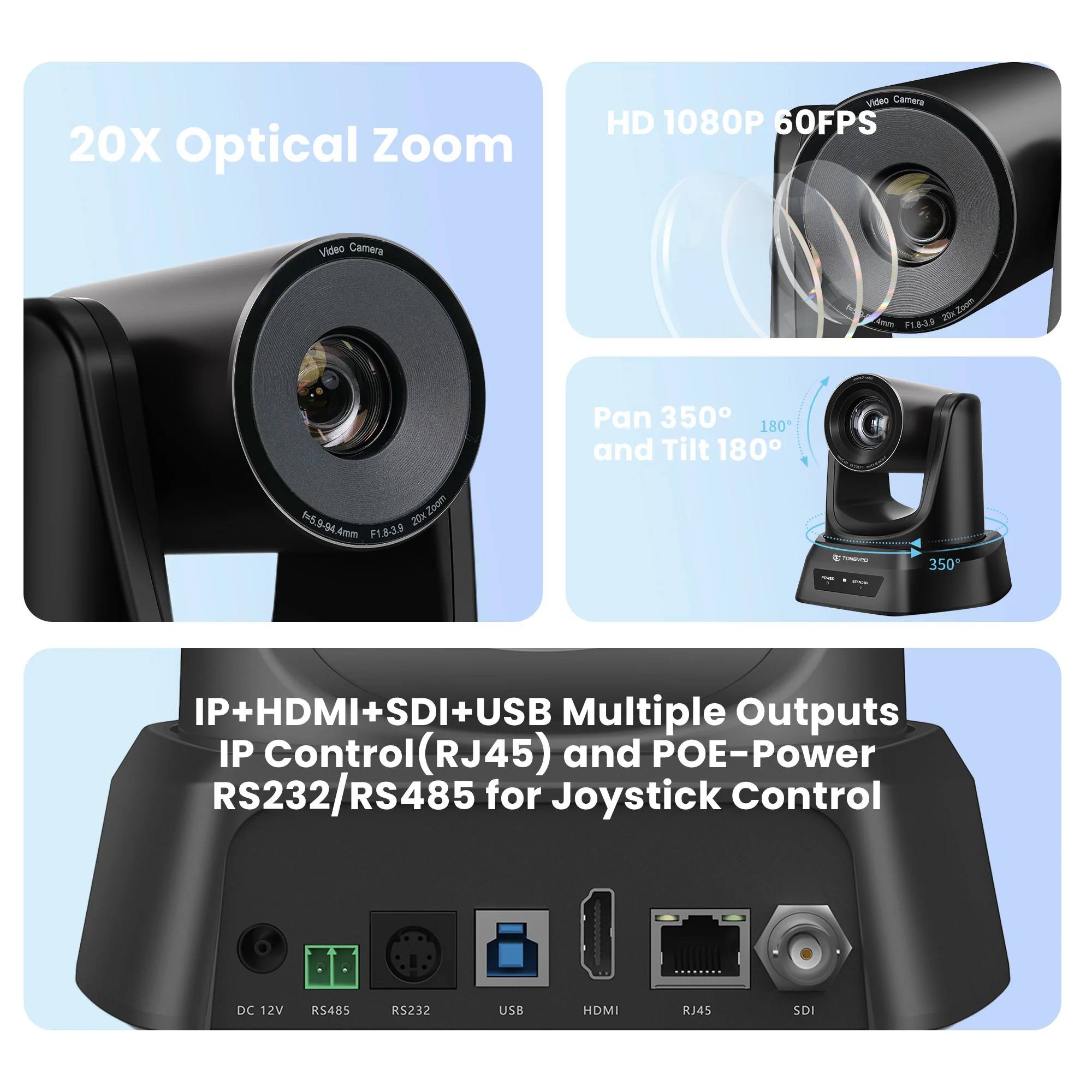 20x Conference PTZ Camera and 4D Joystick Controller for YouTube Church Event OBS Vmix Live Streaming