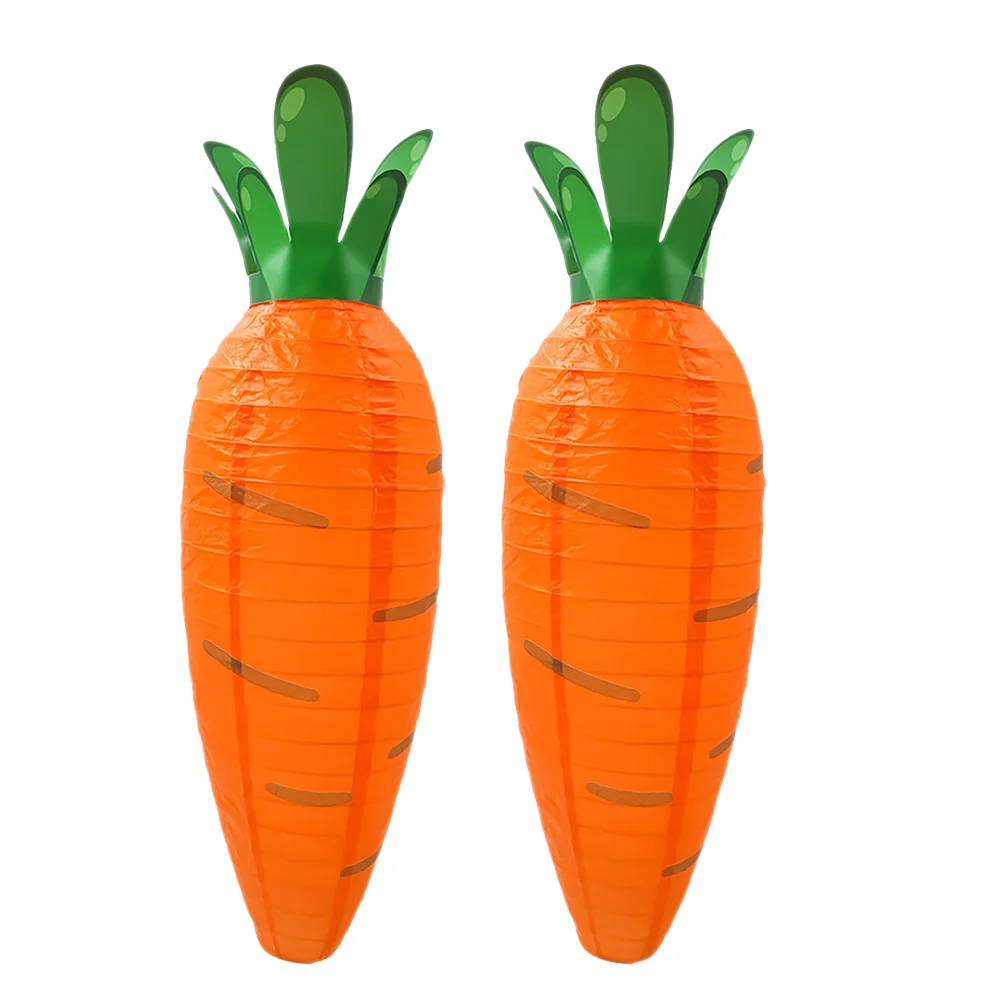 

2 Pcs Easter Lantern Decorative Party Favor Hanging Paper Carrot Cute Metal Cartoon Child