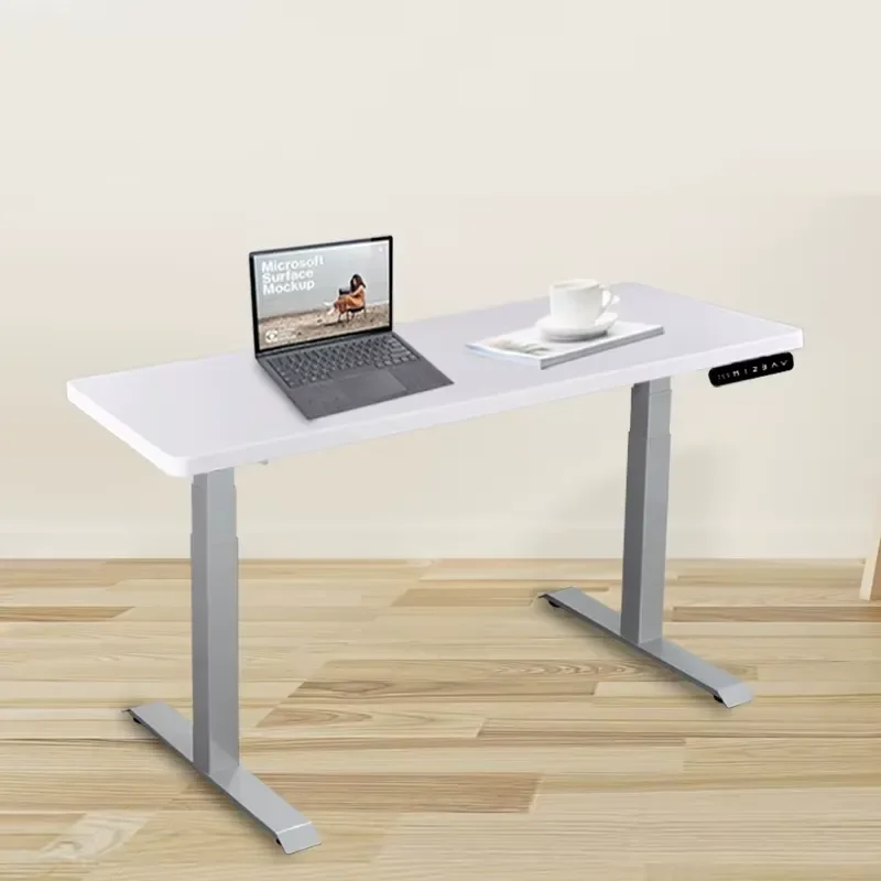 Electric Standing Desk Dual Motor Adjustable Height Metal Frame Retractable Space Saving Home Office Computer Workstation