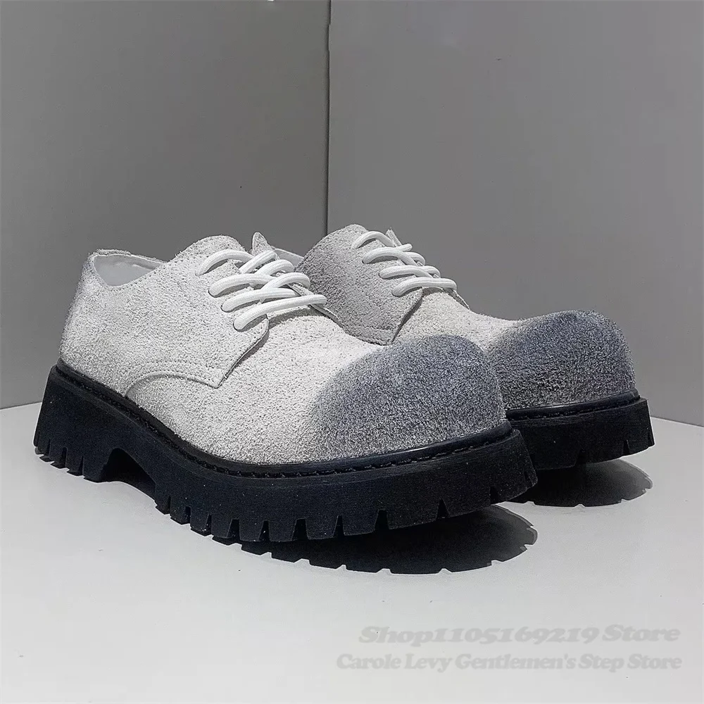 Men's Workwear Shoes for Spring 2026 New Leather Big Toe Derby Shoes Retro Distressed Thick Soled Low Top Lace Up Casual Shoes
