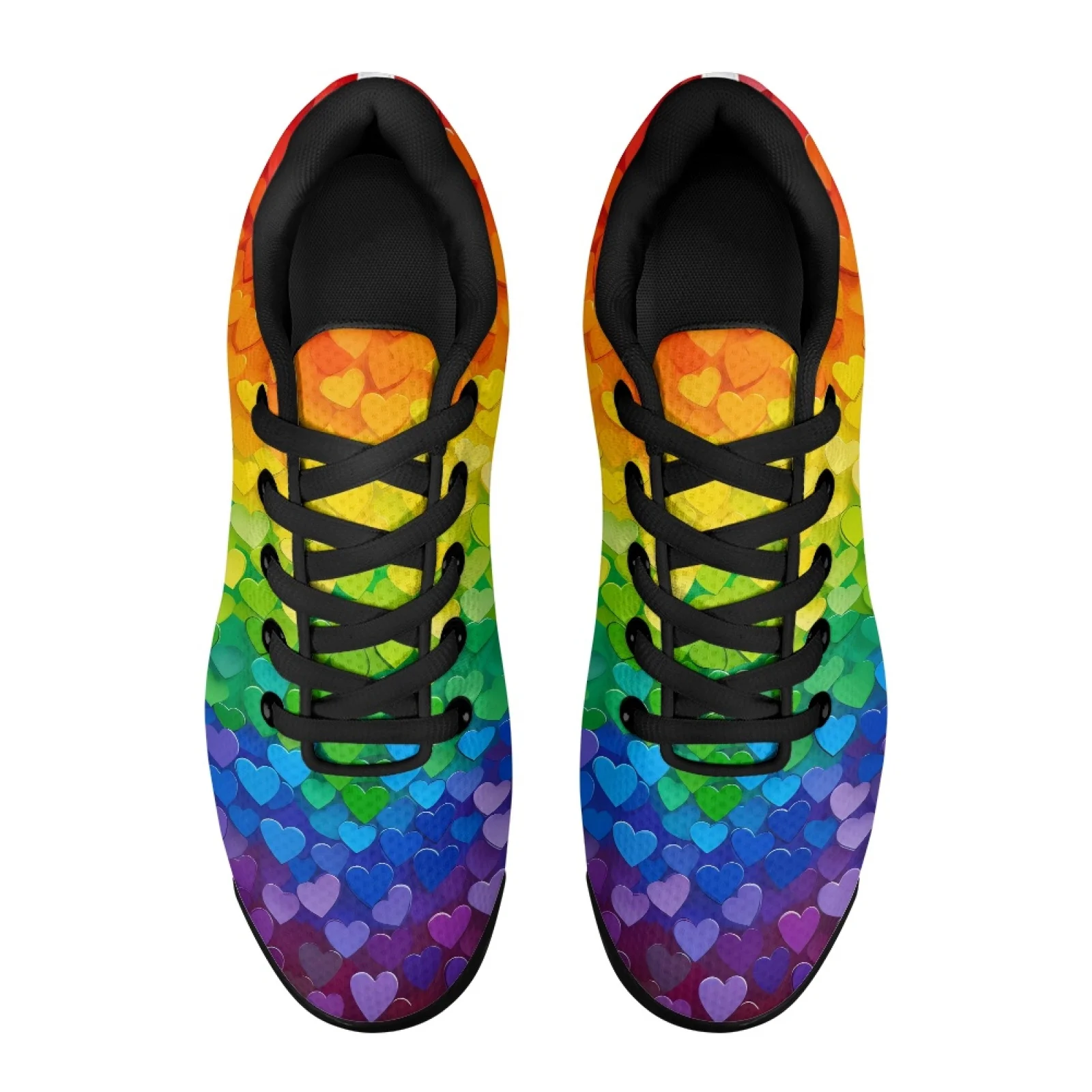 PENSTROLL Gradient Coloured Heart Comfortable Platform Soft Sole Walking Shoes Tennis Sneakers for Men Athletic Casual
