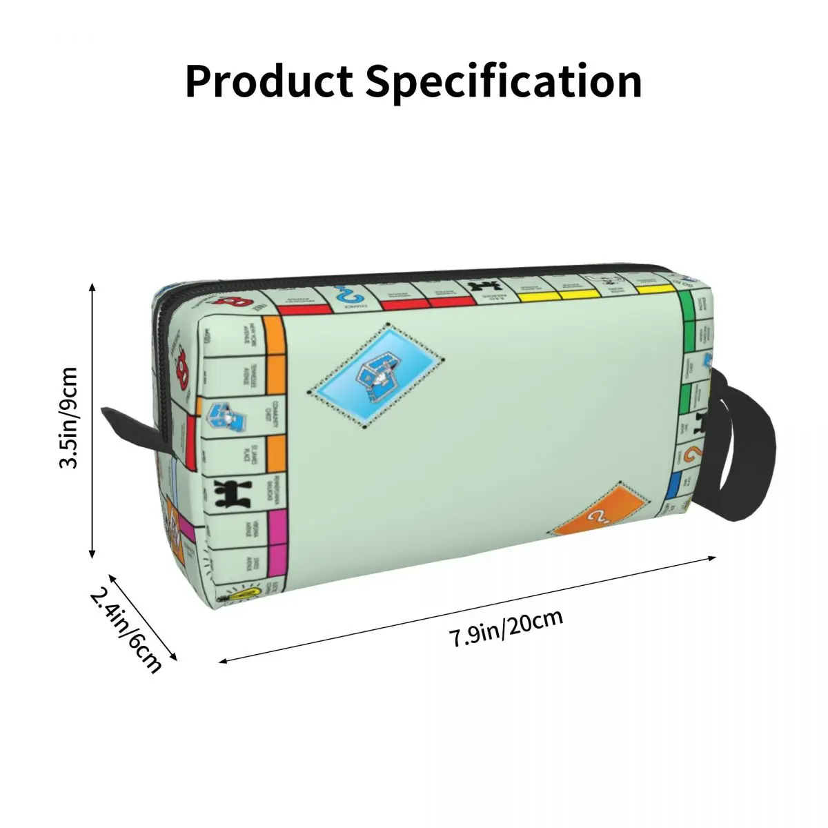 보드게임 보드 - 남녀 학생용 모노폴리 필통, 펜 케이스, 문구 용품, 여행용 여성 화장품 가방
