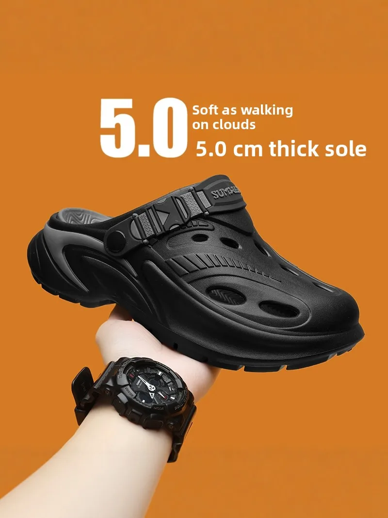 

Men's Summer Anti-Slip Thick Bottom Casual Sports Clog Shoes Driving Dual-Purpose Headed Beach Sandals Breathable EVA