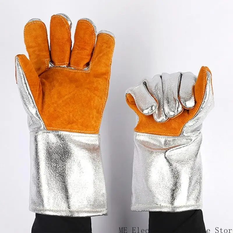 High Temperature Leather Safety Work Gloves Heat Resistant Glove Thickend Thermal Insulating Gloves for Welding Baking