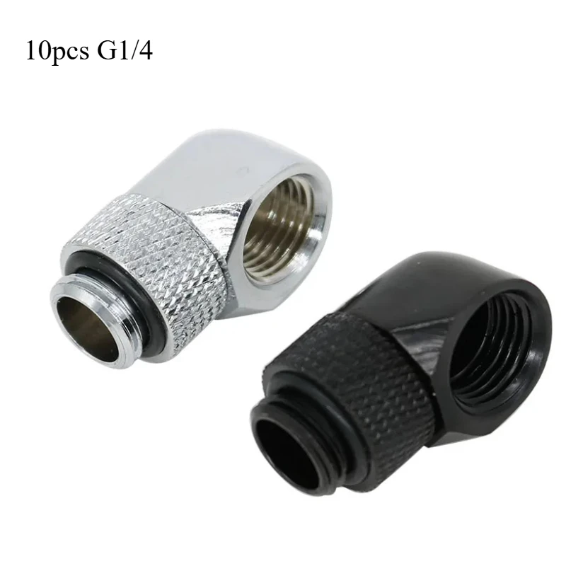 10PCS G1/4 Thread 90 Degree Fitting Adapter Brass Rotary Fitting Water Cooler Connector for Computer PC Water Cooling System