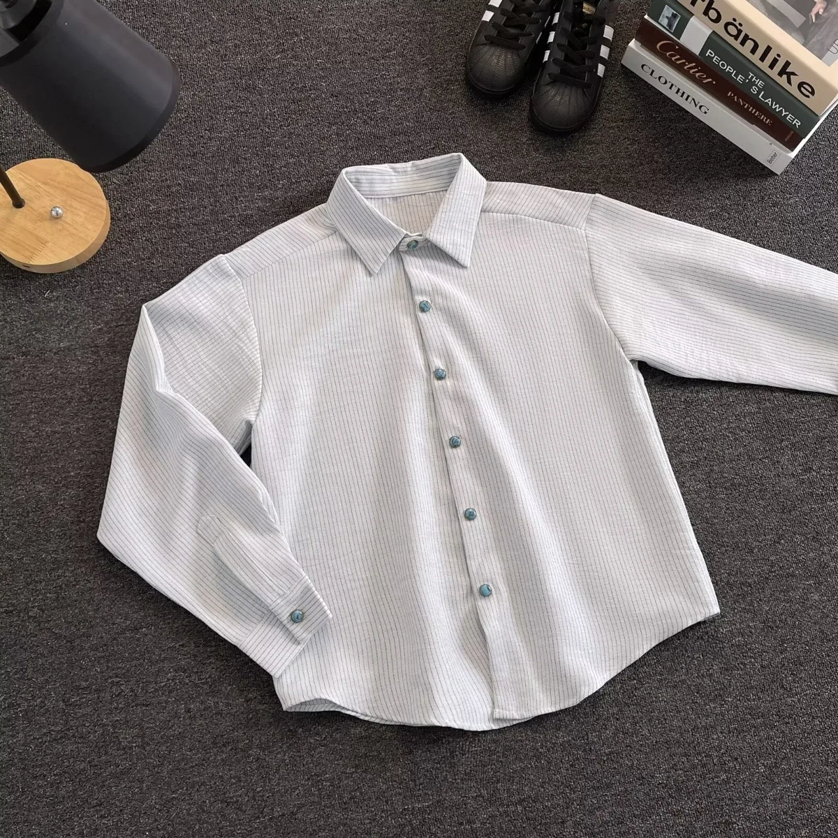 Corduroy Long Sleeve Shirt Men's Loose Fit Collar Jacket Spring Autumn Trendy Teenage Casual Polyester Antibacterial Shirt